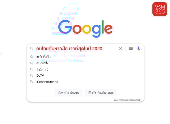 คนไทยค้นหาอะไรมากที่สุดในปี 2020