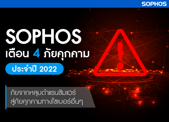 Sophos เตือน 4 ภัยคุกคามประจำปี 2022  ภัยจากหลุมดำแรนซัมแวร์ สู่ภัยคุกคามทางไซเบอร์อื่น ๆ