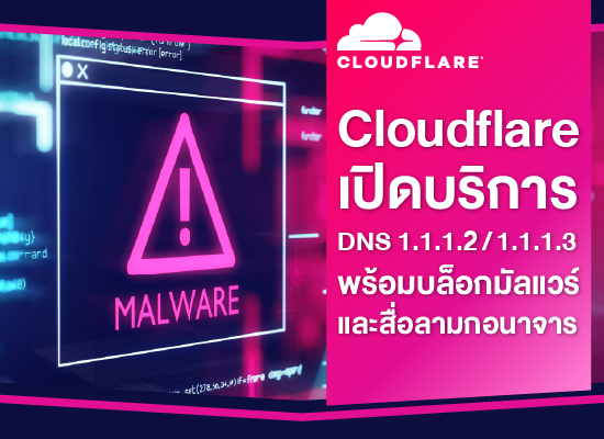 Cloudflare เปิดบริการ DNS 1.1.1.2/1.1.1.3 พร้อมบล็อกมัลแวร์และสื่อลามกอนาจาร